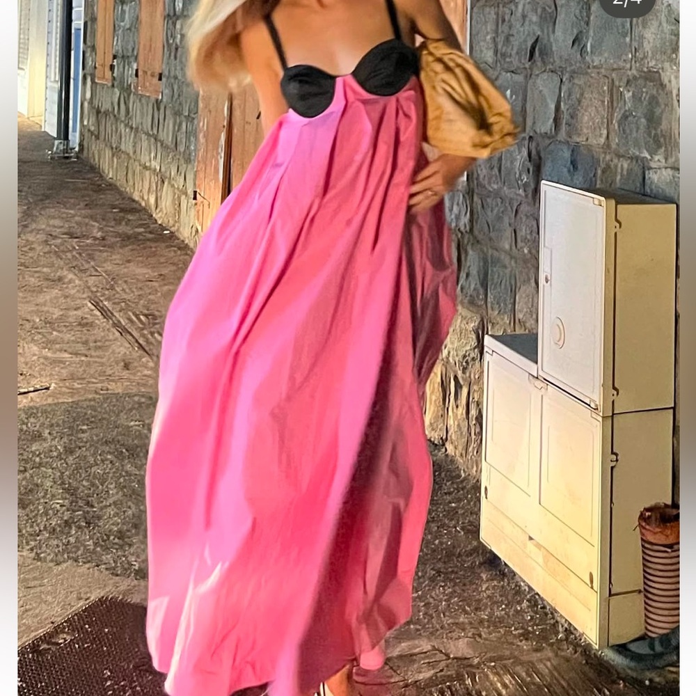 Balconette color block maxi dress